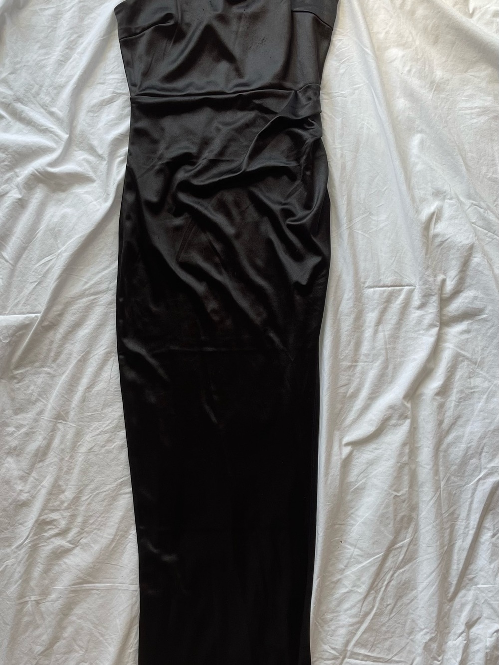 Classic Black Satin Strapless Dress